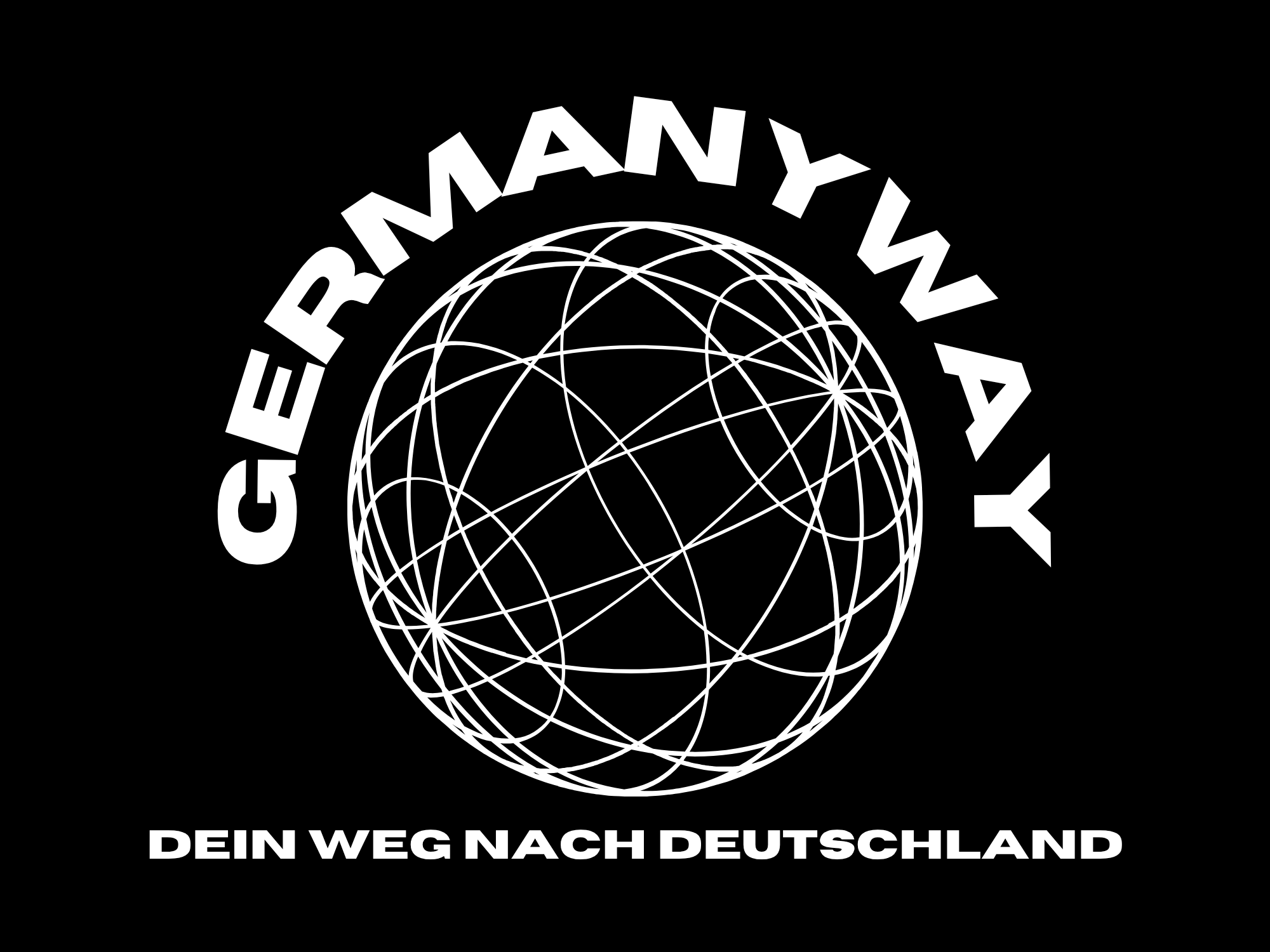 Logo von GermanyWay mit einer stilisierten Weltkugel und dem Text „GermanyWay – Dein Weg nach Deutschland“, als Symbol für internationale Wege und Migration nach Deutschland.