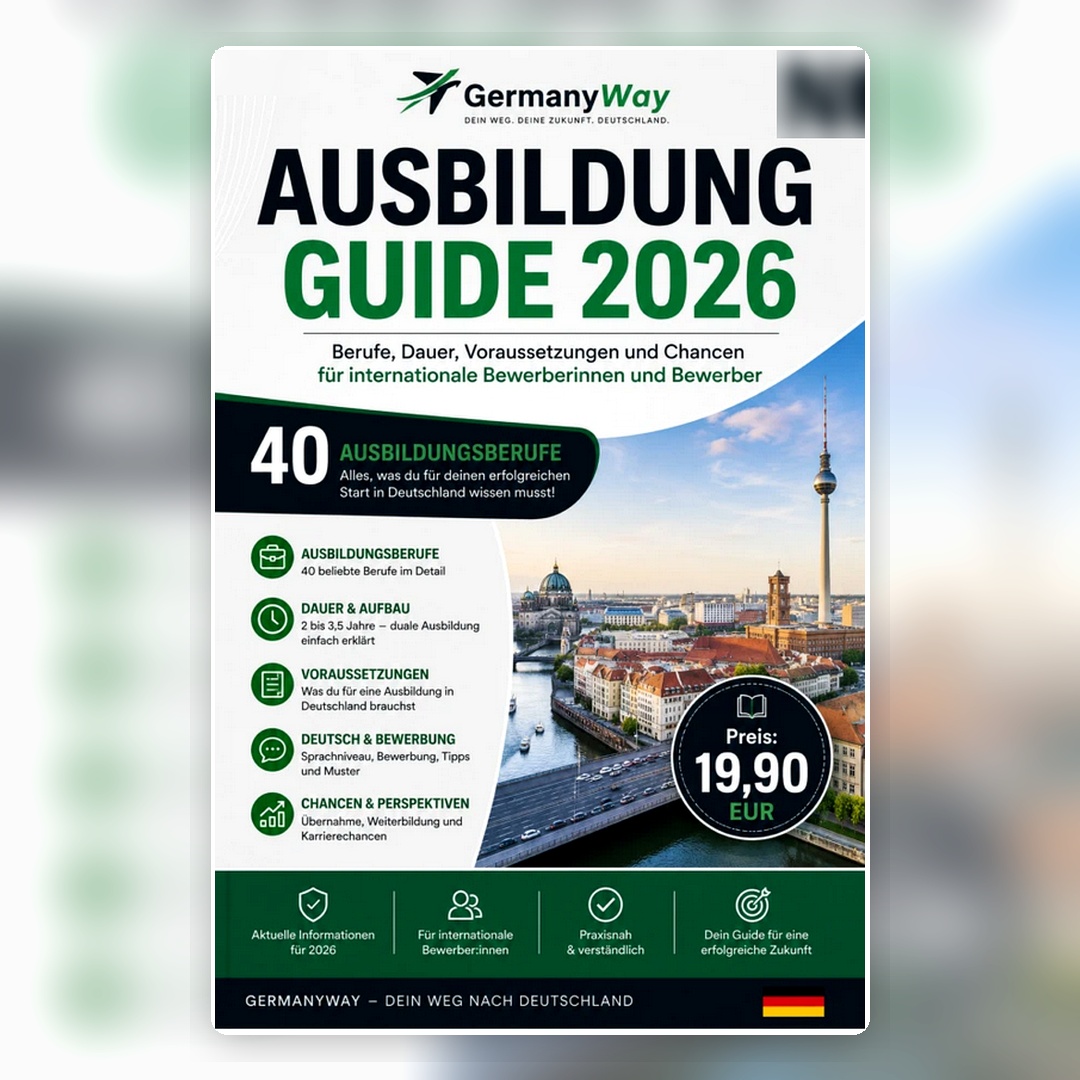 GermanyWay Ausbildung Guide 2026 PDF mit 40 Ausbildungsberufen, Dauer, Voraussetzungen und Chancen in Deutschland