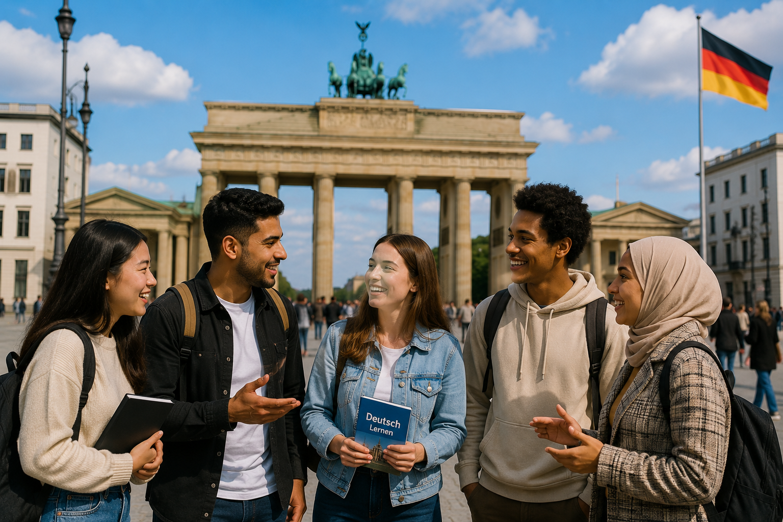 Internationale Menschen in Deutschland lernen und sprechen Deutsch gemeinsam