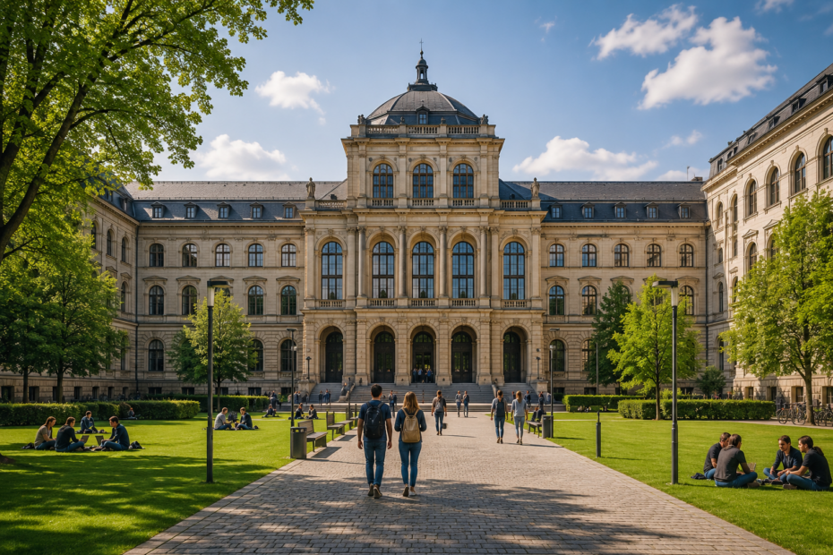 Historischer Universitätscampus in Deutschland als Symbol für große Präsenzuniversitäten